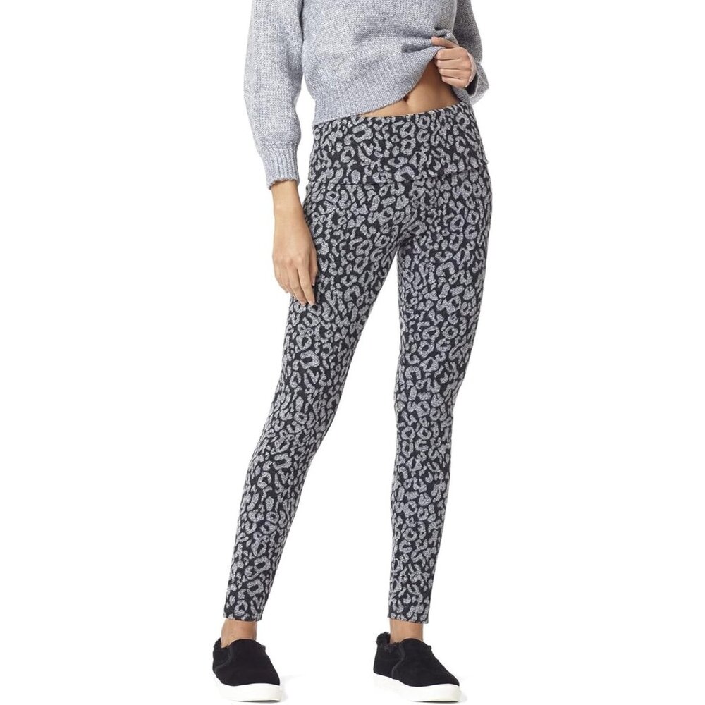 HUE U22750H Curl Up Waistband Ultra Brushed Leggings Leopard Grey ( L )